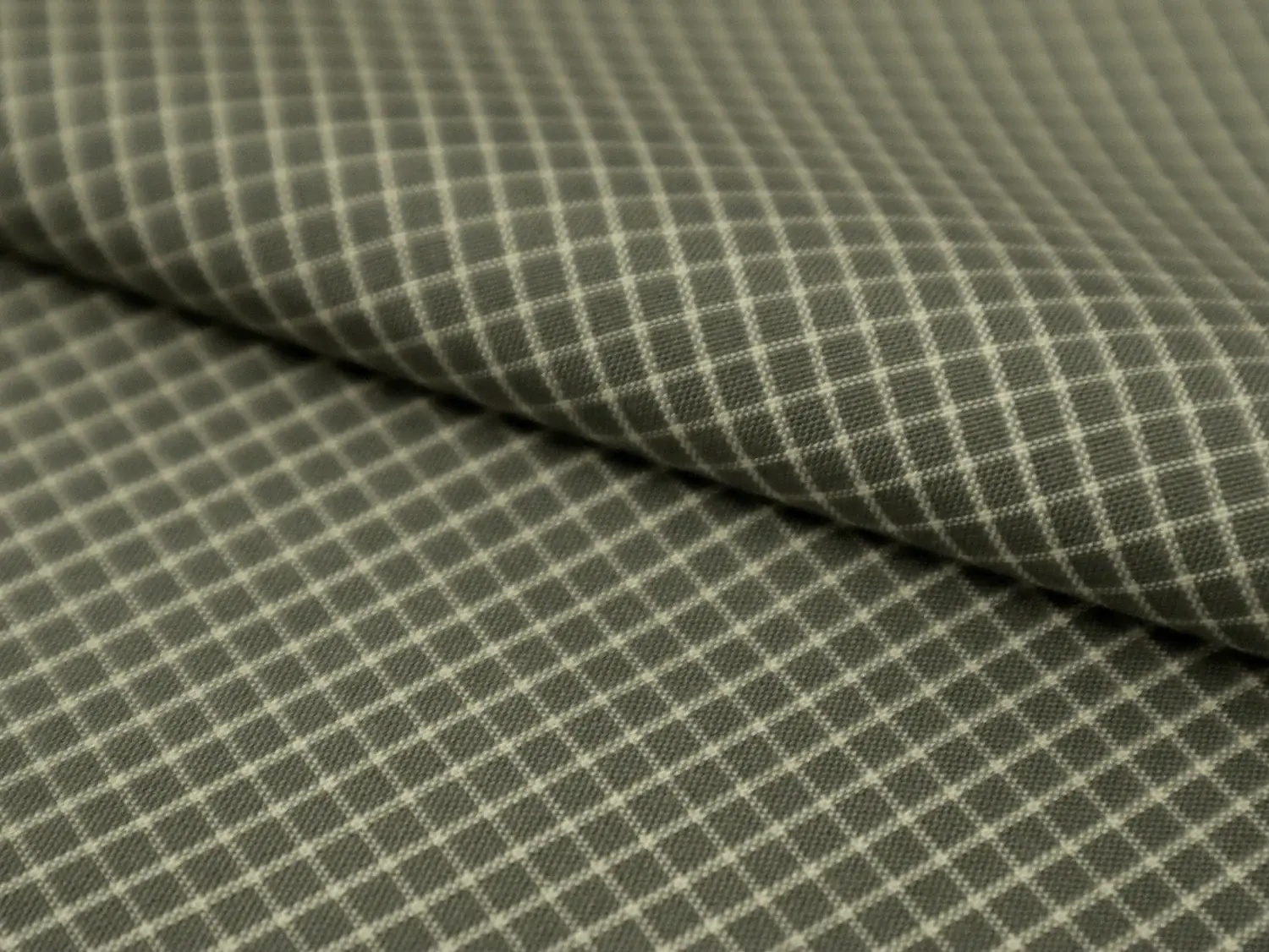 Silk Shirting with Check Pattern in Grey and White