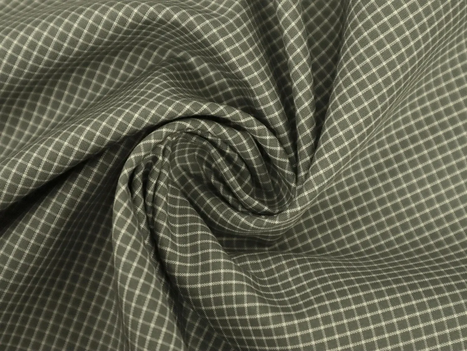 Silk Shirting with Check Pattern in Grey and White
