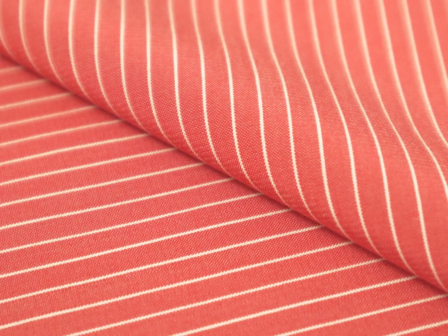 Silk Shirting in Red with White Stripes