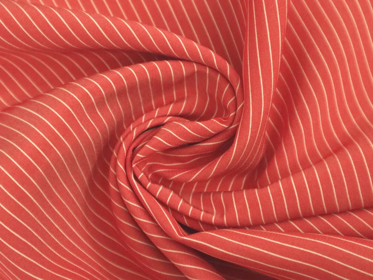 Silk Shirting in Red with White Stripes
