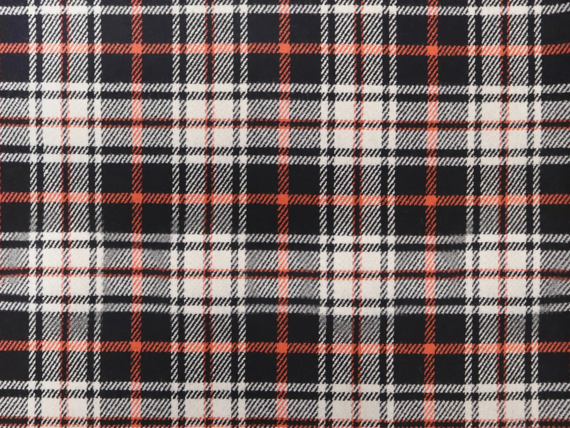 Italian Wool Plaid in Black White Orange