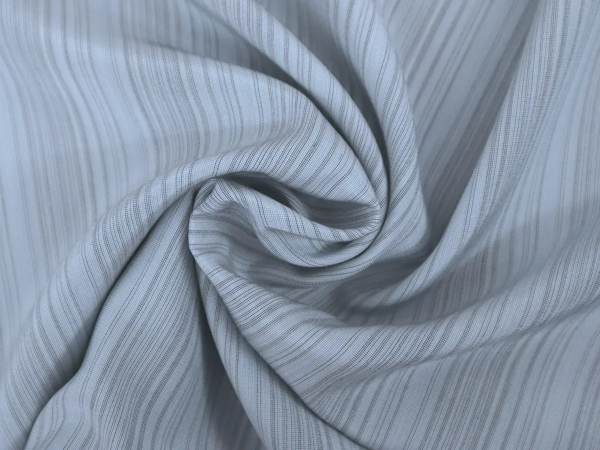 Silk Shirting with Pale Blue and Grey Stripes