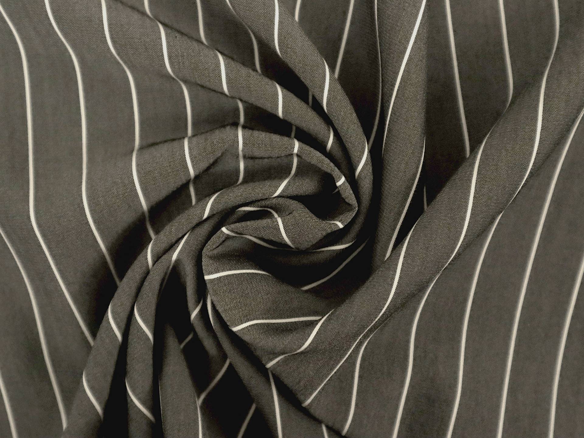 Silk Shirting in Graphite with White Stripes