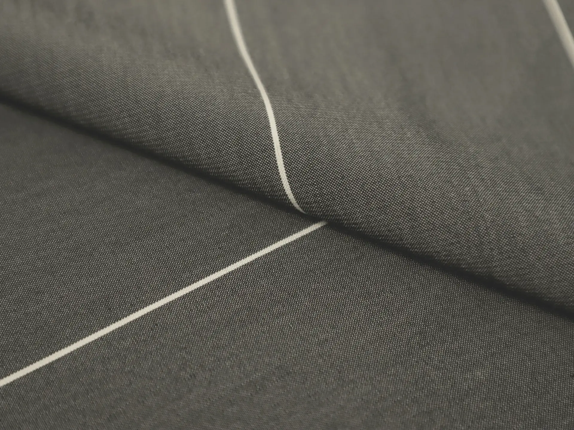 Silk Shirting in Graphite with White Stripes (Wide)