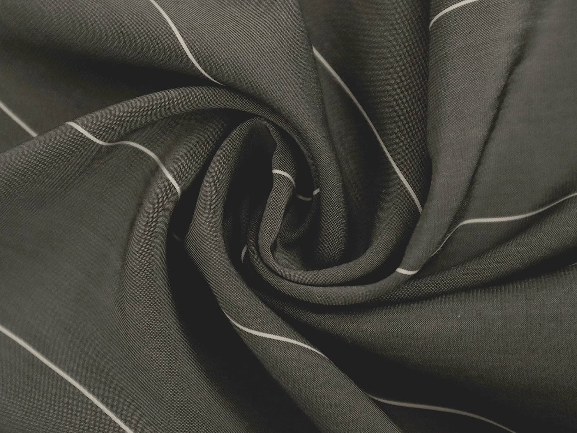 Silk Shirting in Graphite with White Stripes (Wide)