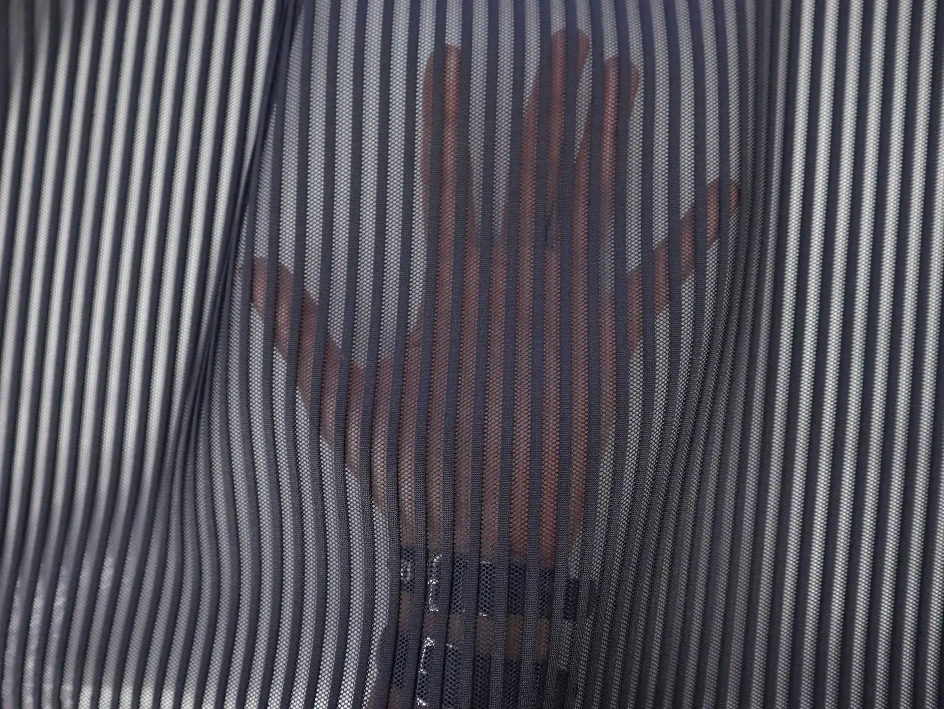 Striped Polyester Net in Midnight Navy