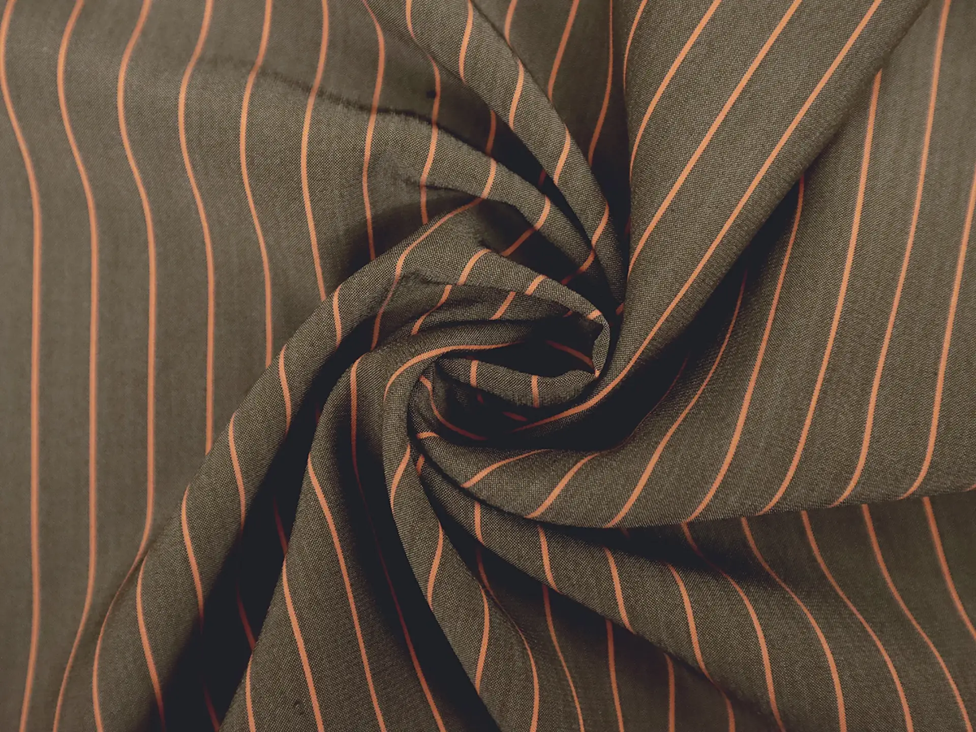 Silk Shirting in Graphite with Orange Stripe