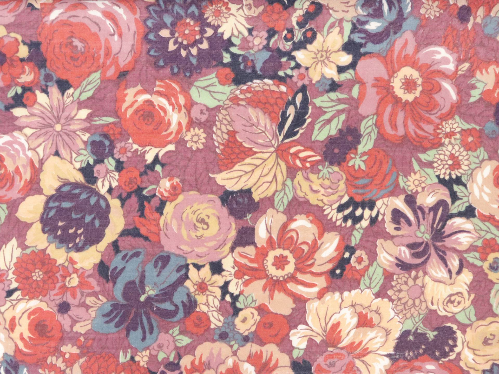 Vintage Wool & Cotton Viyella with Floral Print