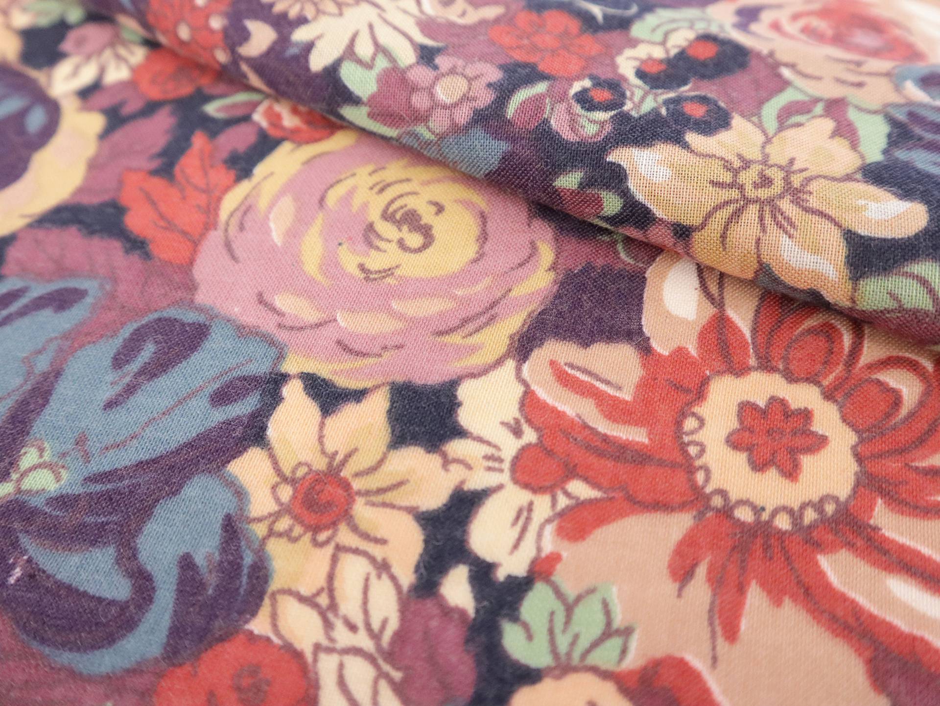 Vintage Wool & Cotton Viyella with Floral Print