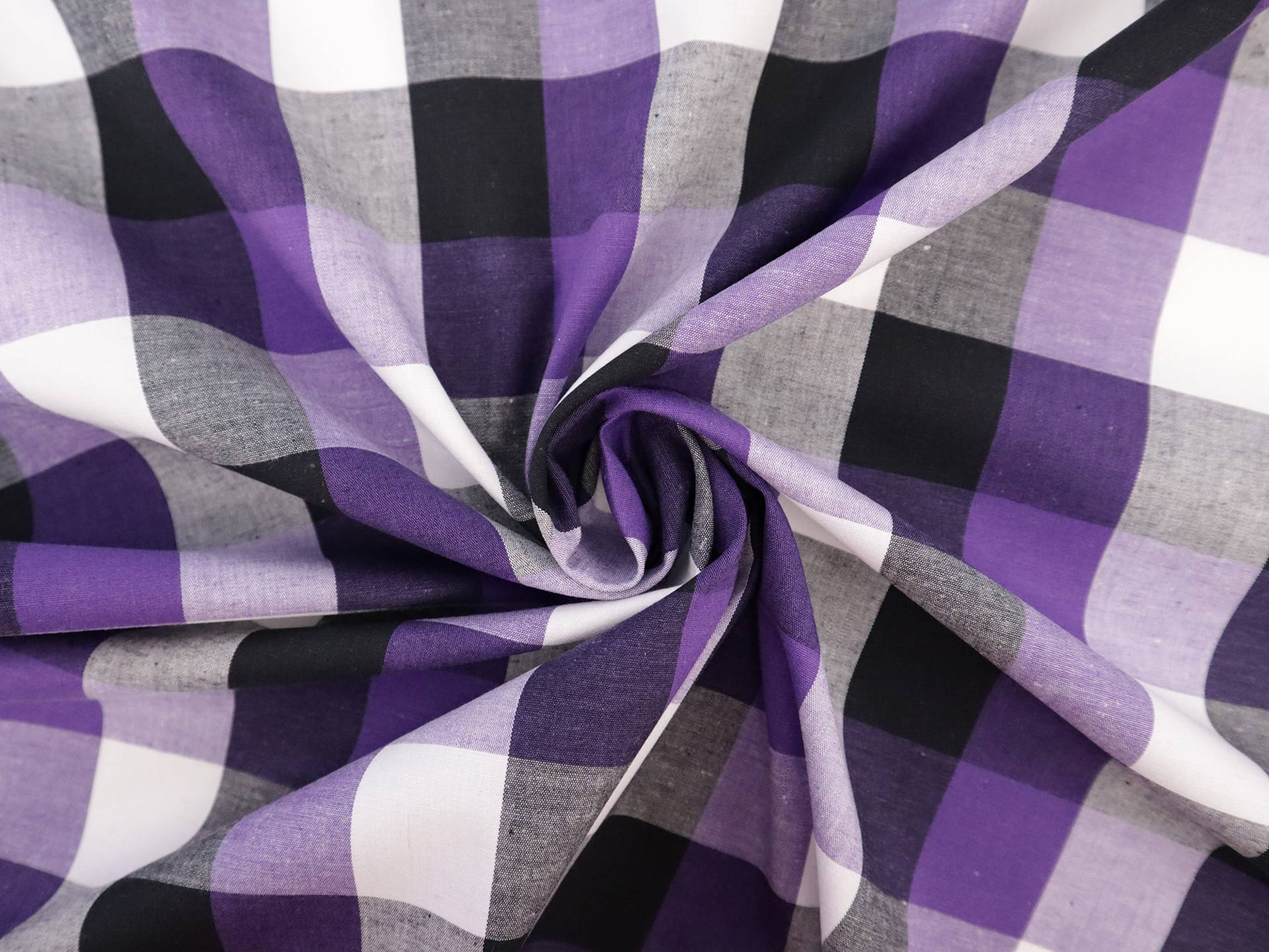 1.5" Cotton Gingham in Purple & Black