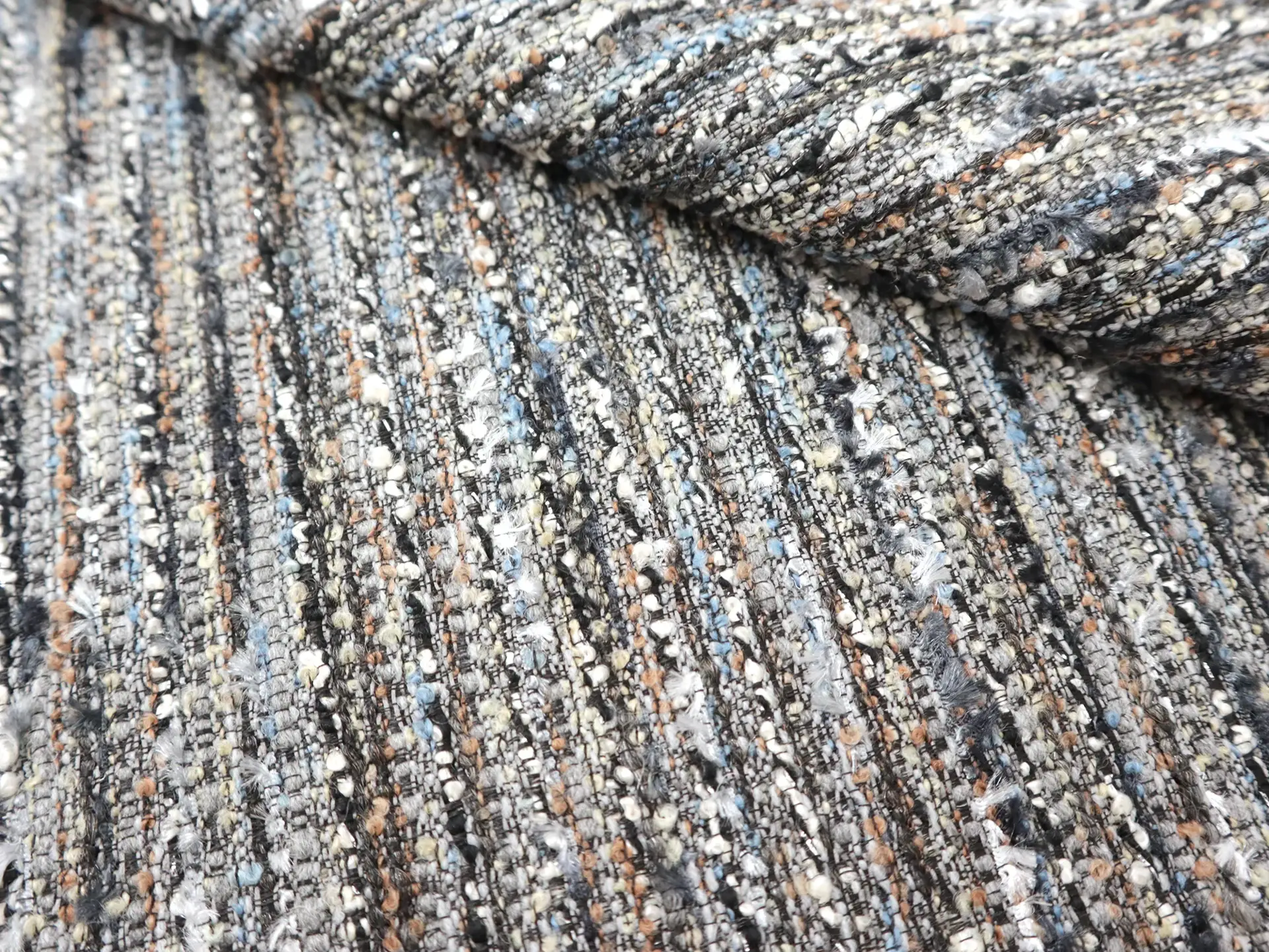 Metallic Tweed in Blue & Grey
