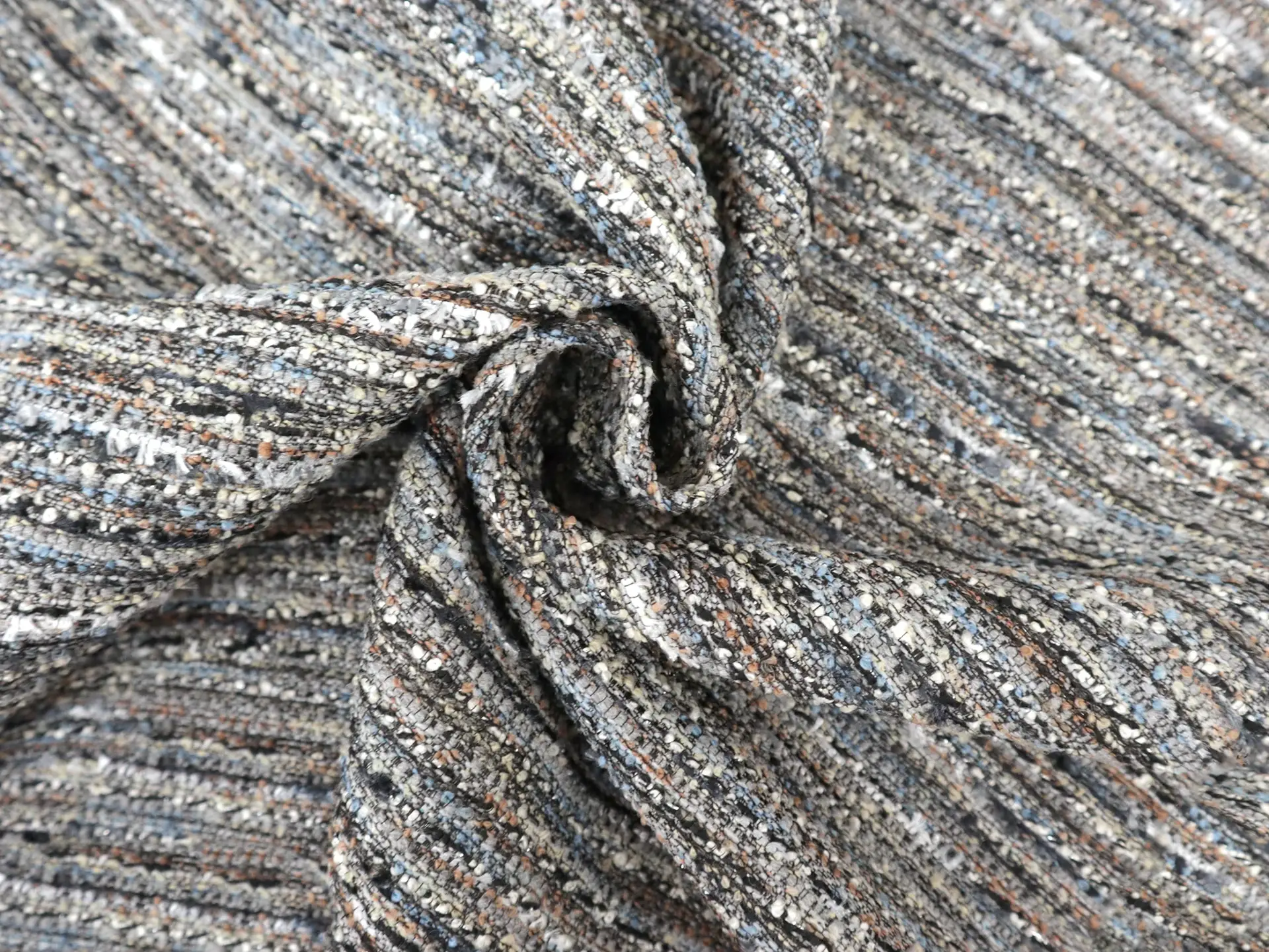 Metallic Tweed in Blue & Grey