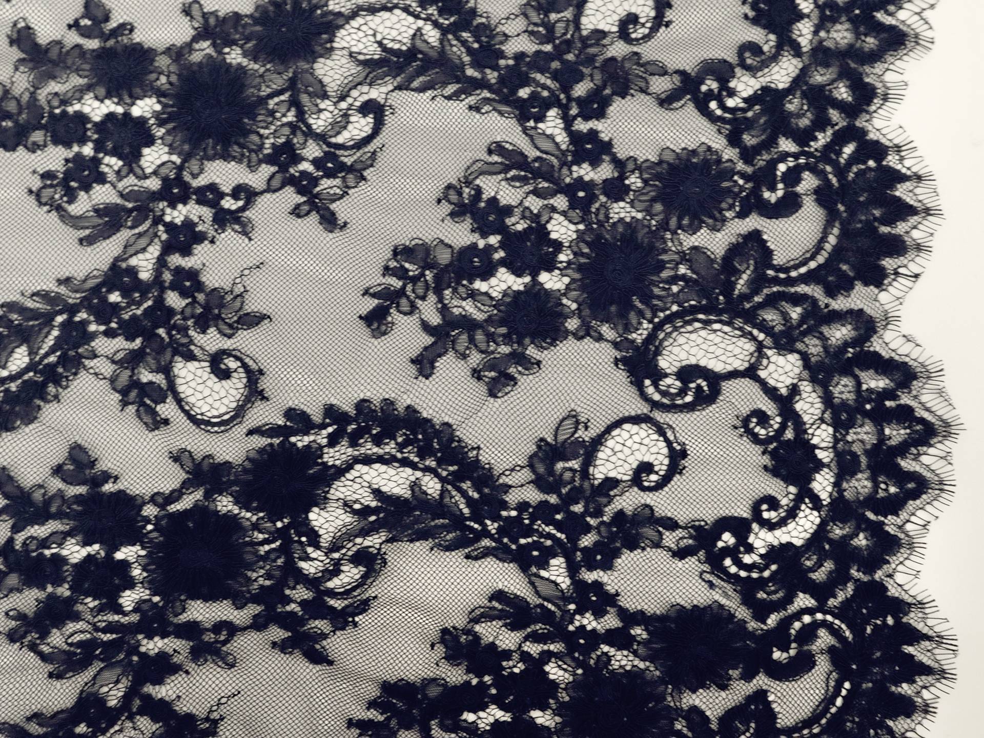 Alençon Floral Lace in Navy