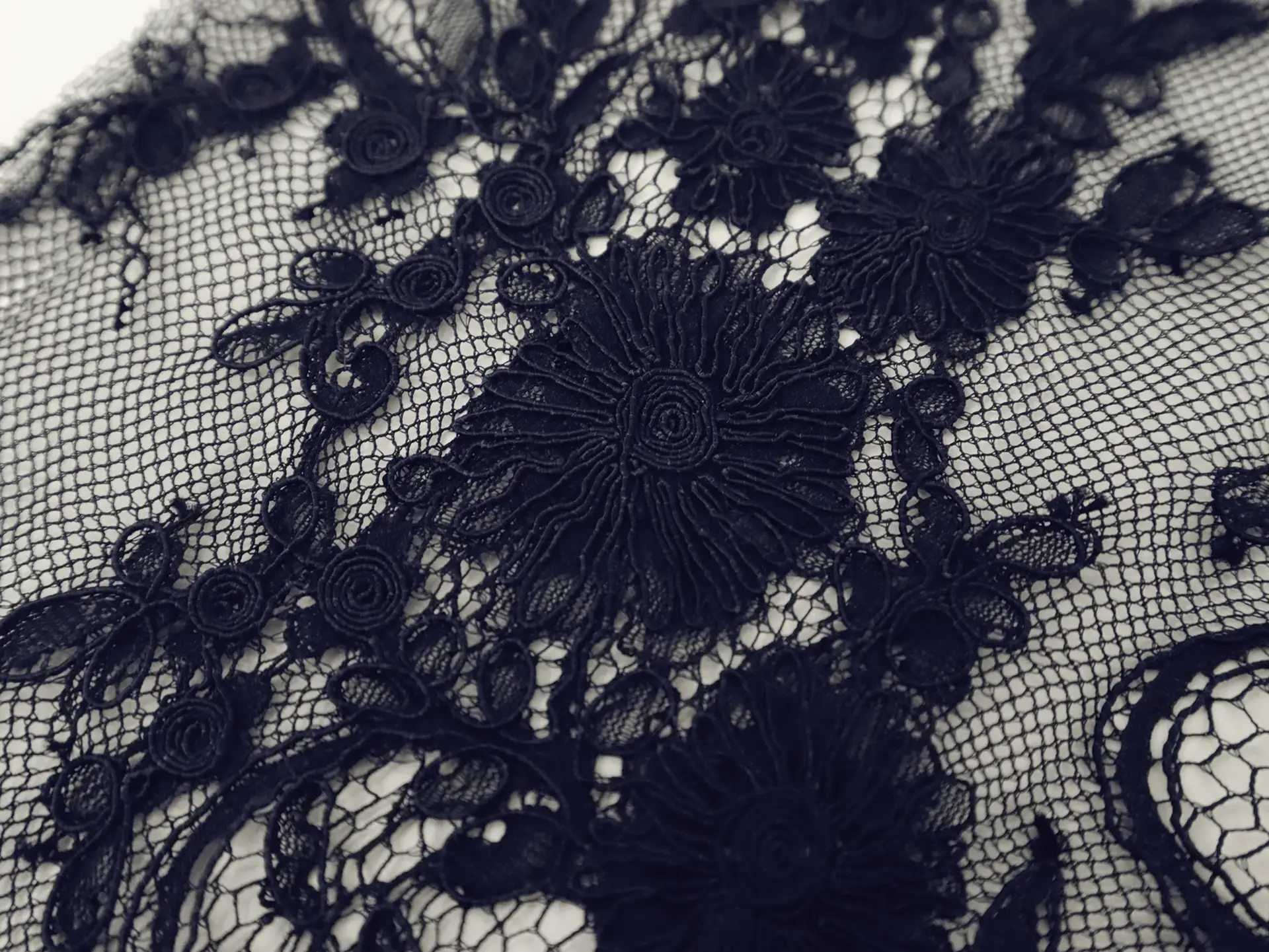 Alençon Floral Lace in Navy