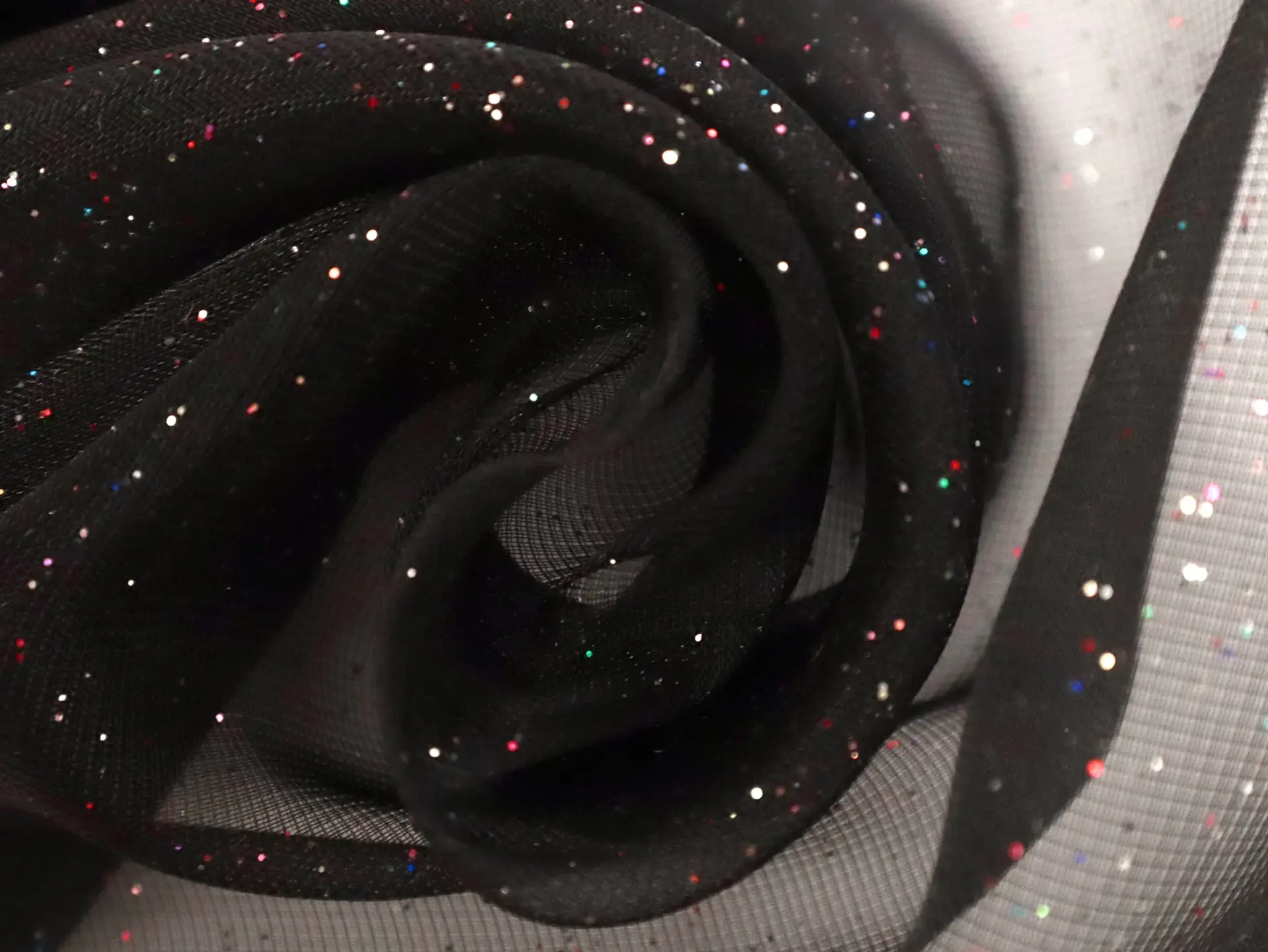 Nylon Blend Glitter Crinoline in Black and Multi-color