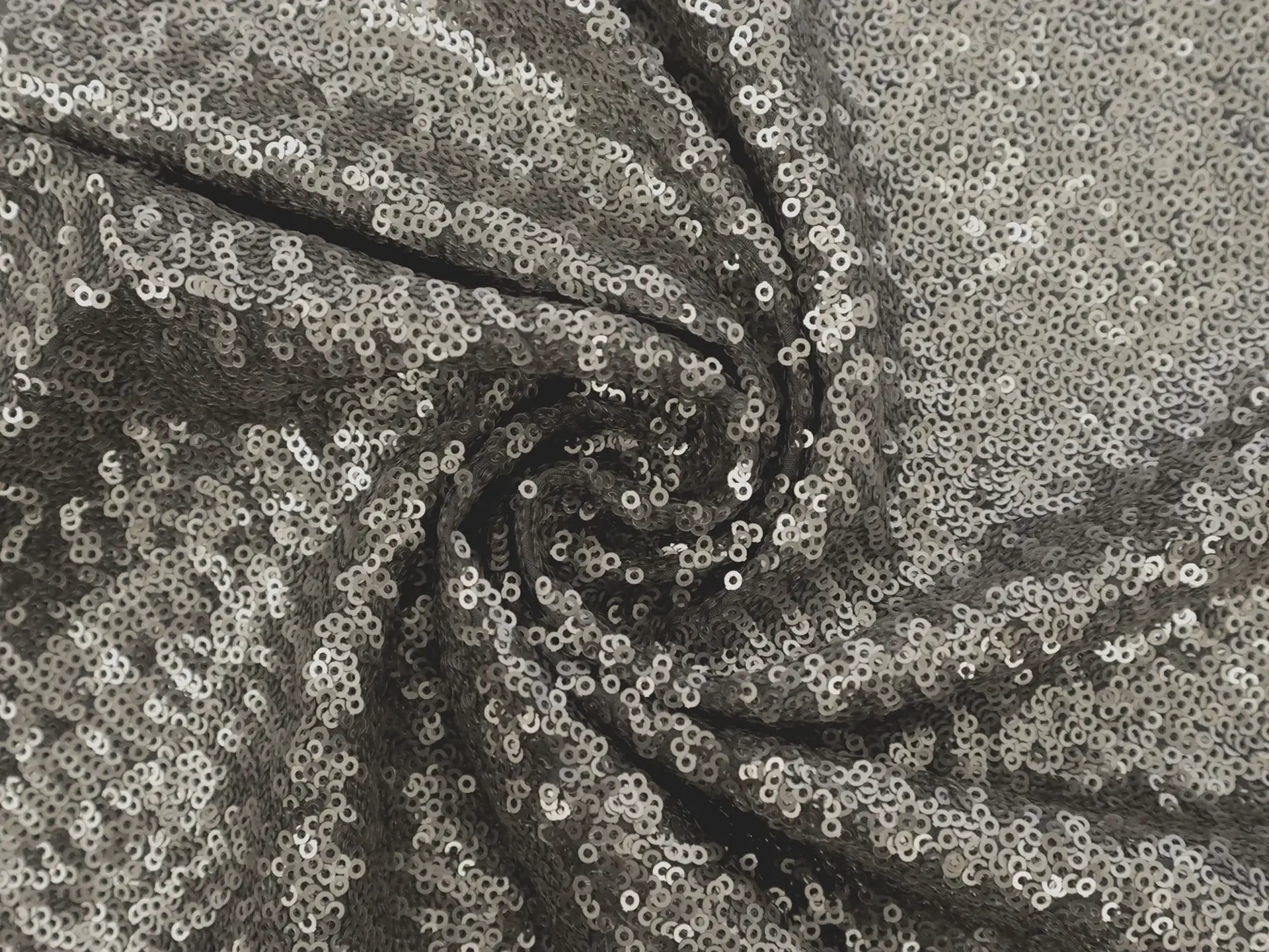 Sequins on Silk Chiffon in Pewter