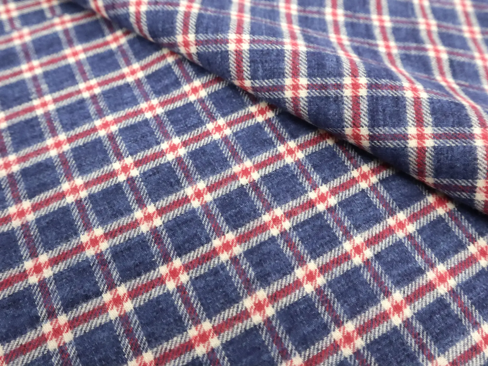 Japanese Cotton Flannel Check in Blue Raspberry