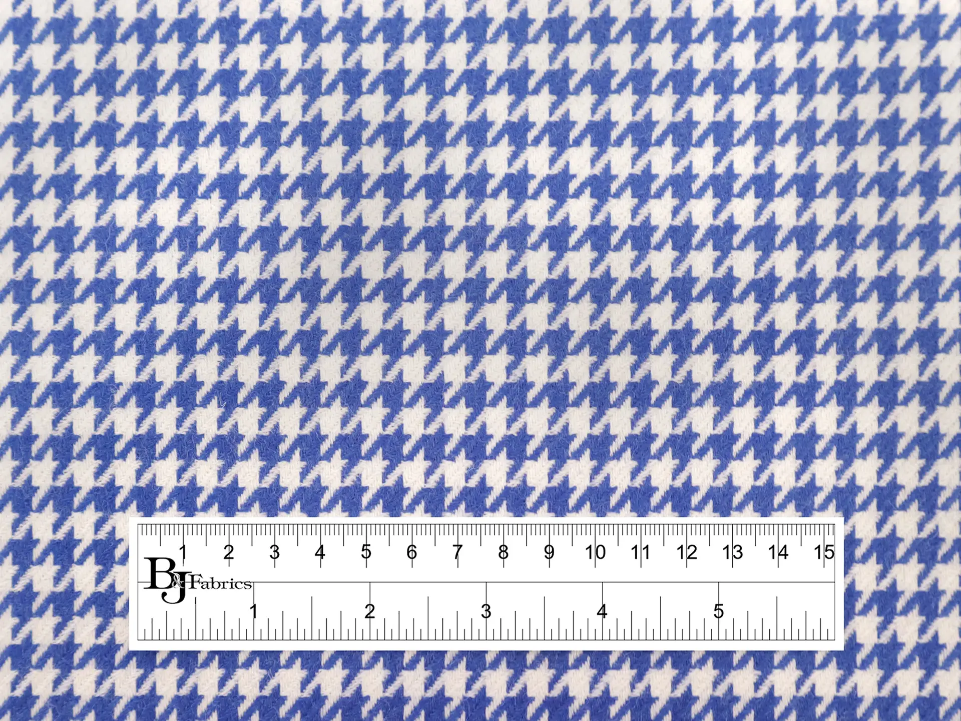 Italian Wool Houndstooth Suiting in Avio Blue & Ivory