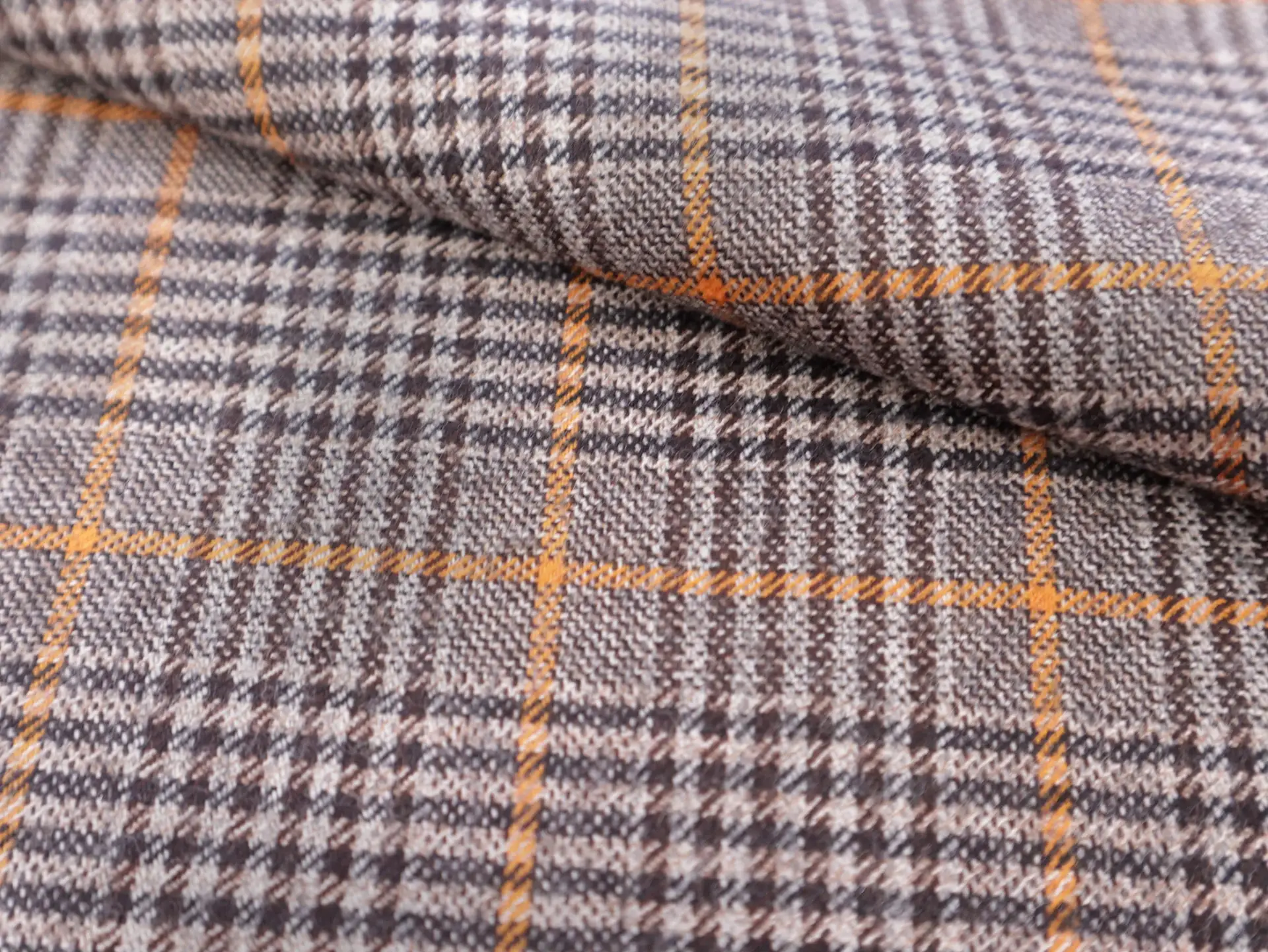 Wool Plaid Suiting in Brown & Yellow