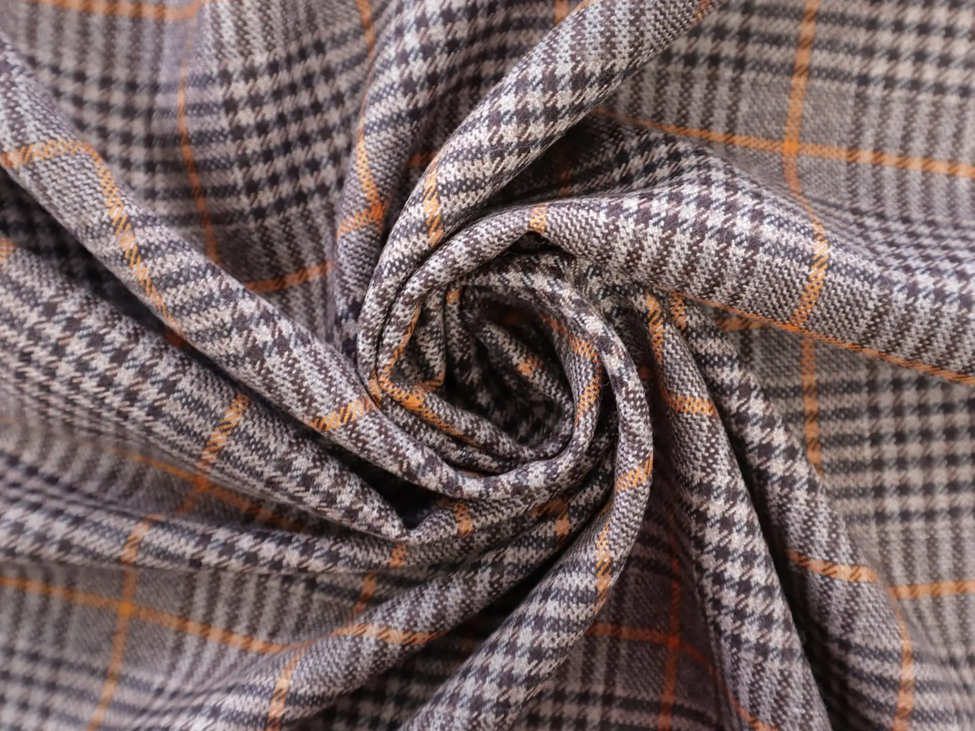 Wool Plaid Suiting in Brown & Yellow