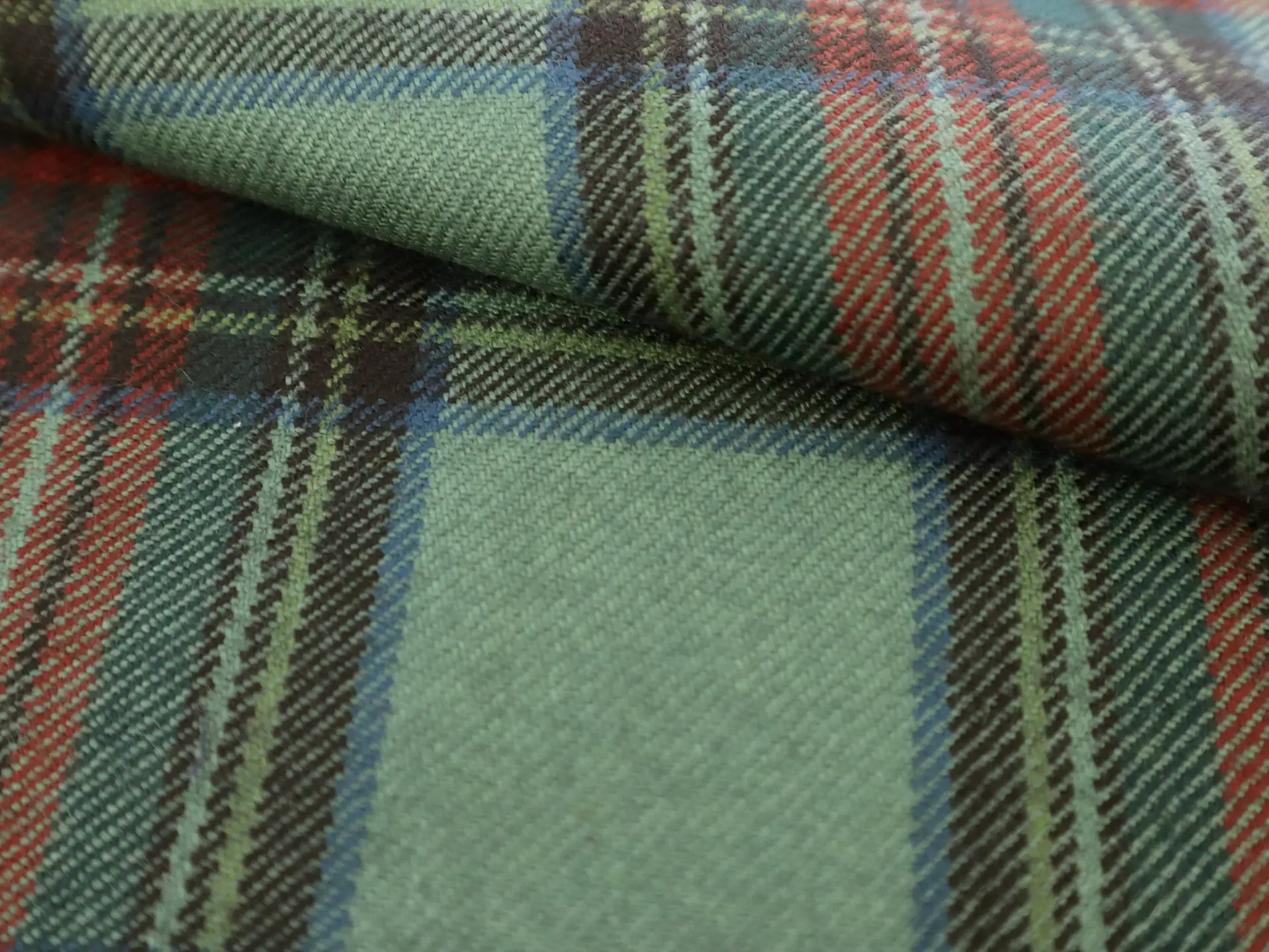 Italian Wool Plaid Suiting in Green