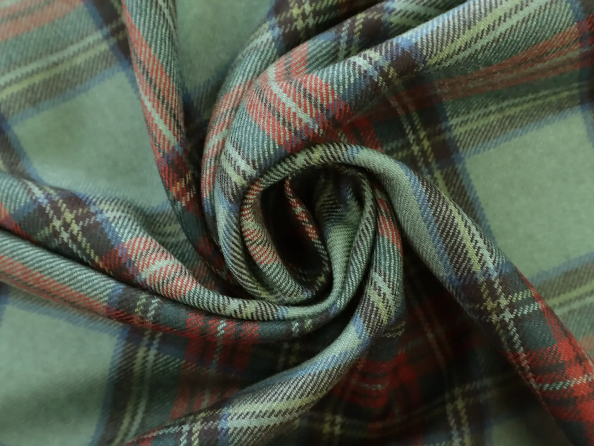 Italian Wool Plaid Suiting in Green