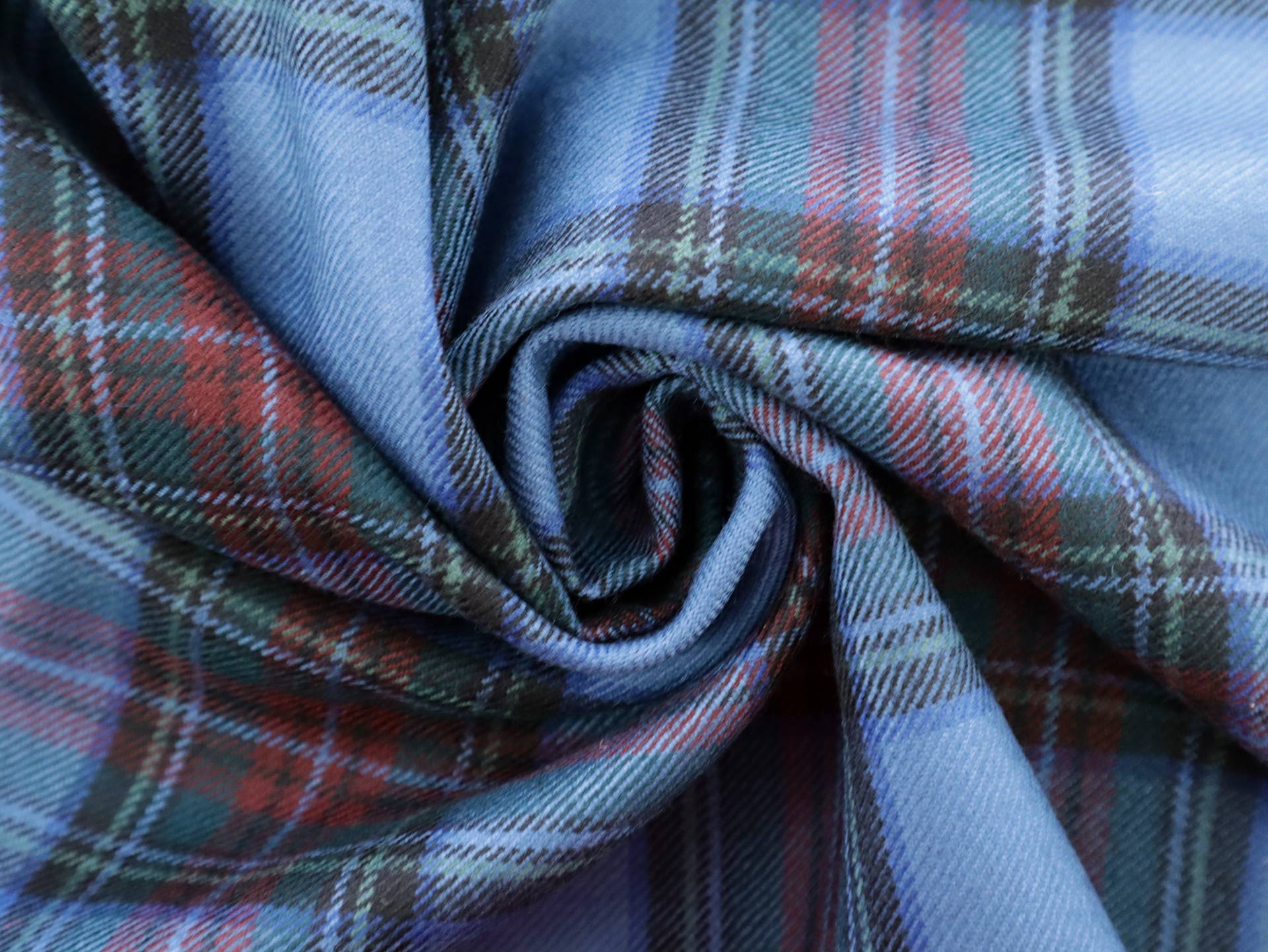 Italian Wool Plaid Suiting in Celeste