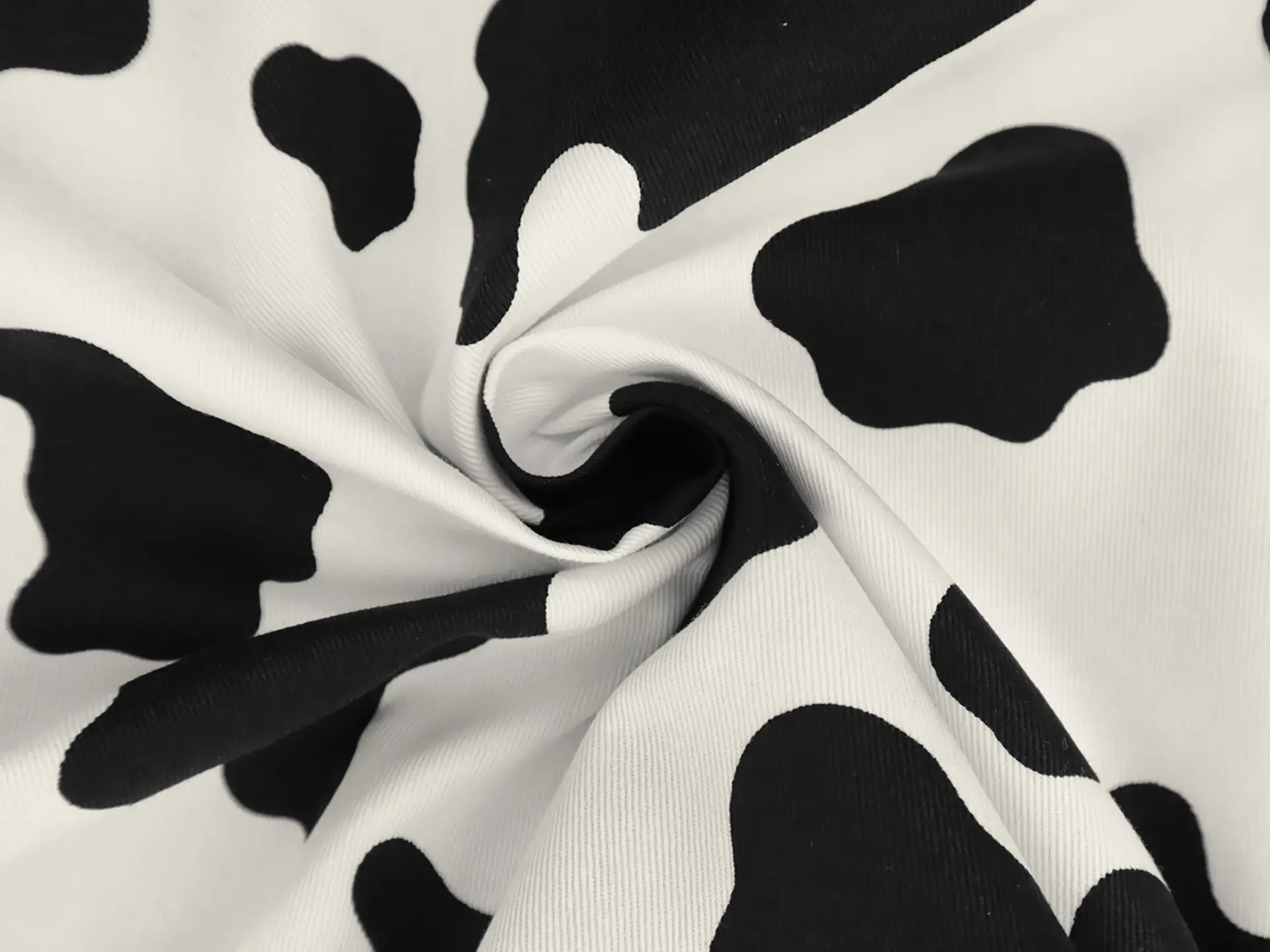 Cotton Twill Cow Print in White & Black