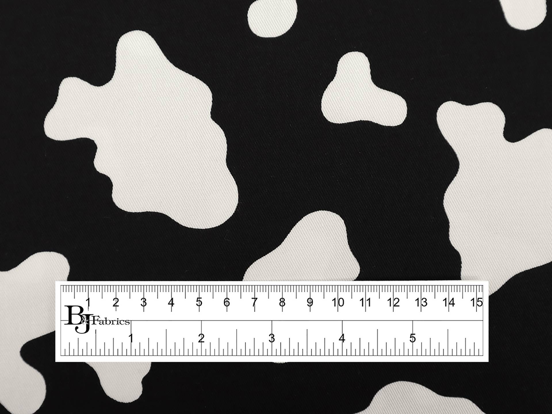 Cotton Twill Cow Print in Black & White