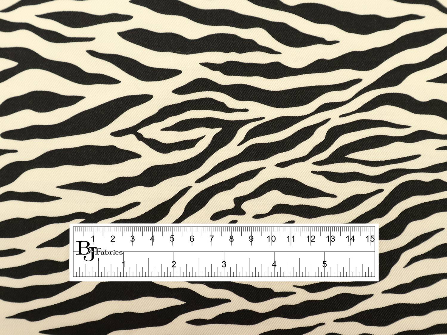 Cotton Twill Zebra Print in White & Black