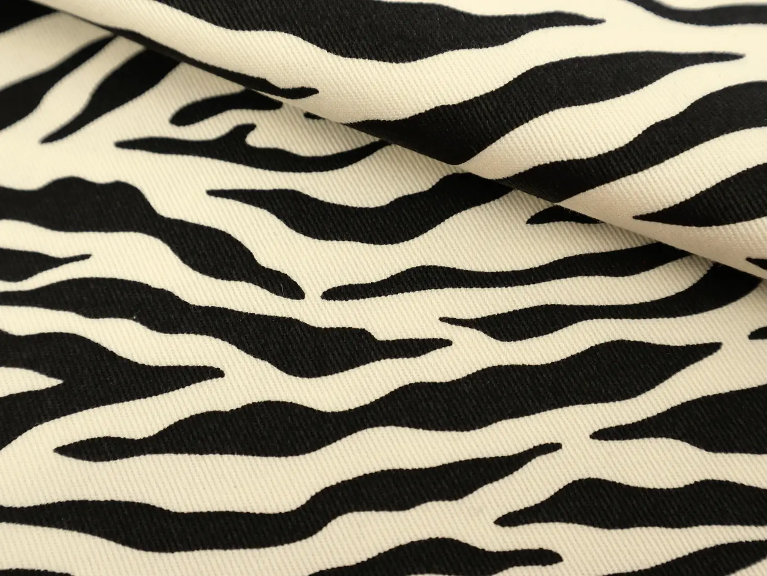 Cotton Twill Zebra Print in White & Black