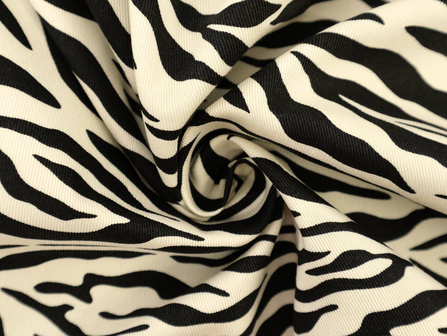 Cotton Twill Zebra Print in White & Black