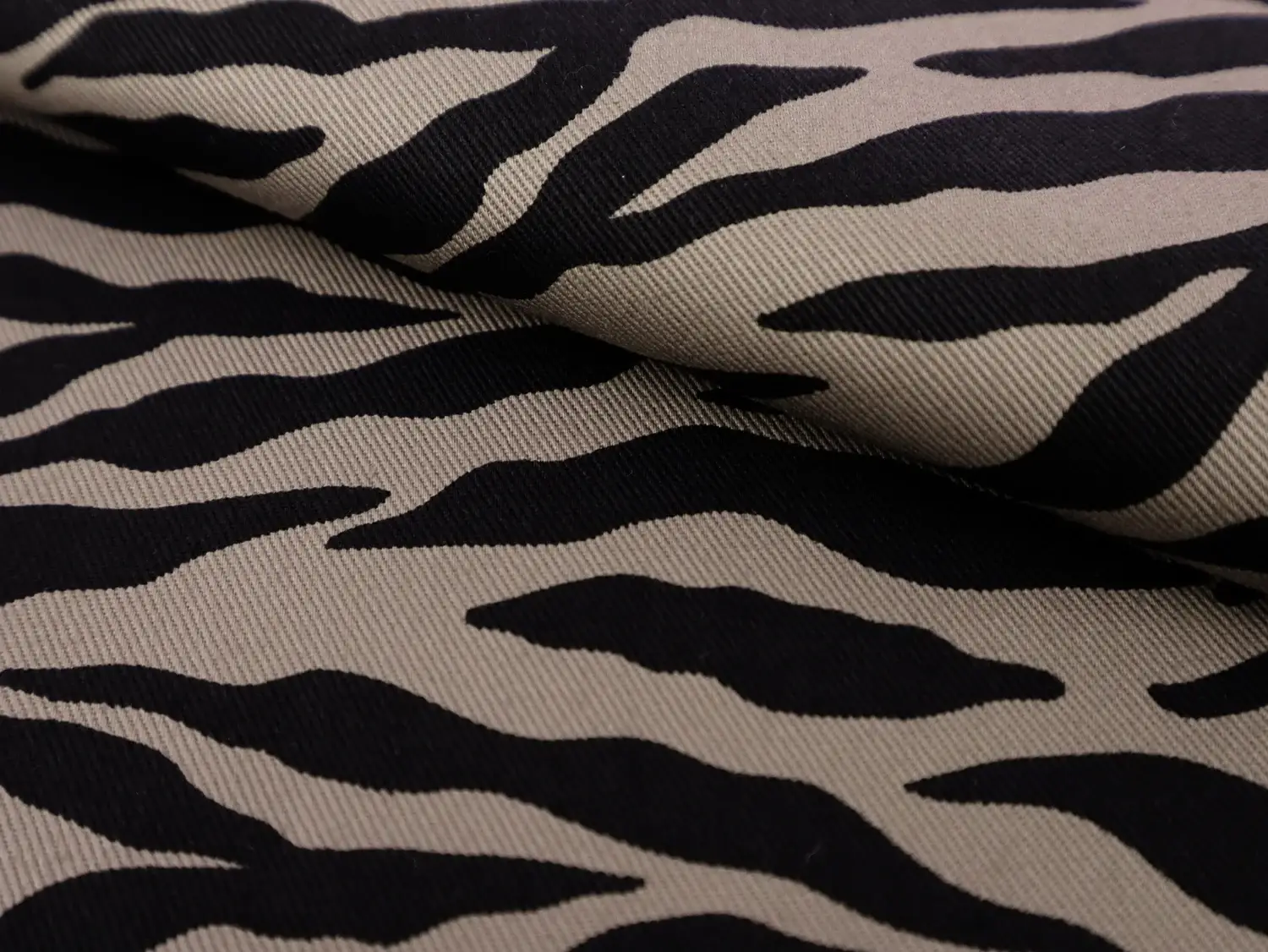 Cotton Twill Zebra Print in Taupe & Black