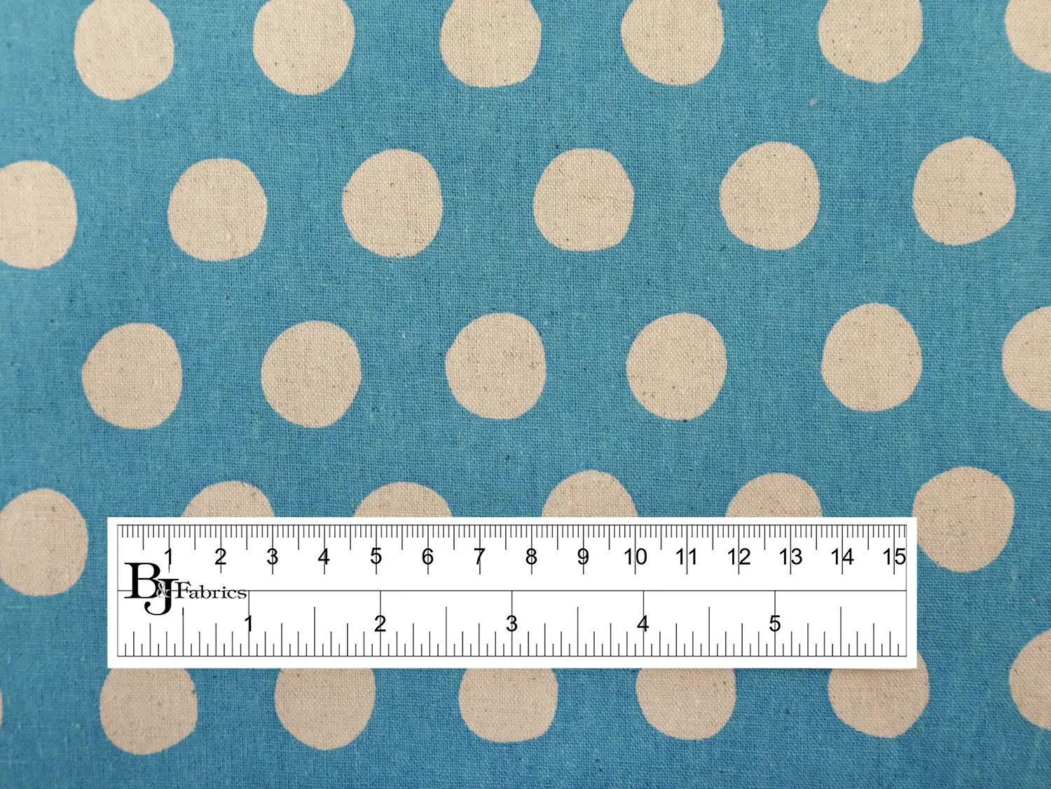 Cotton & Linen Canvas with Polka Dot Print in Blue