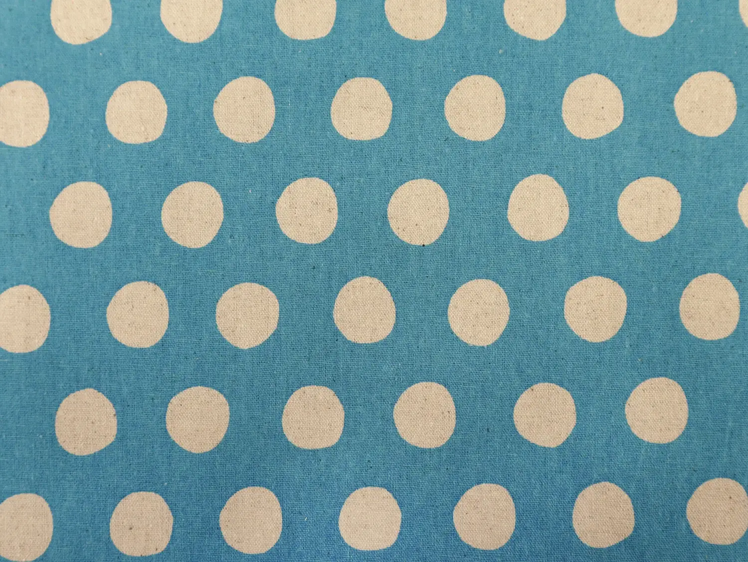 Cotton & Linen Canvas with Polka Dot Print in Blue