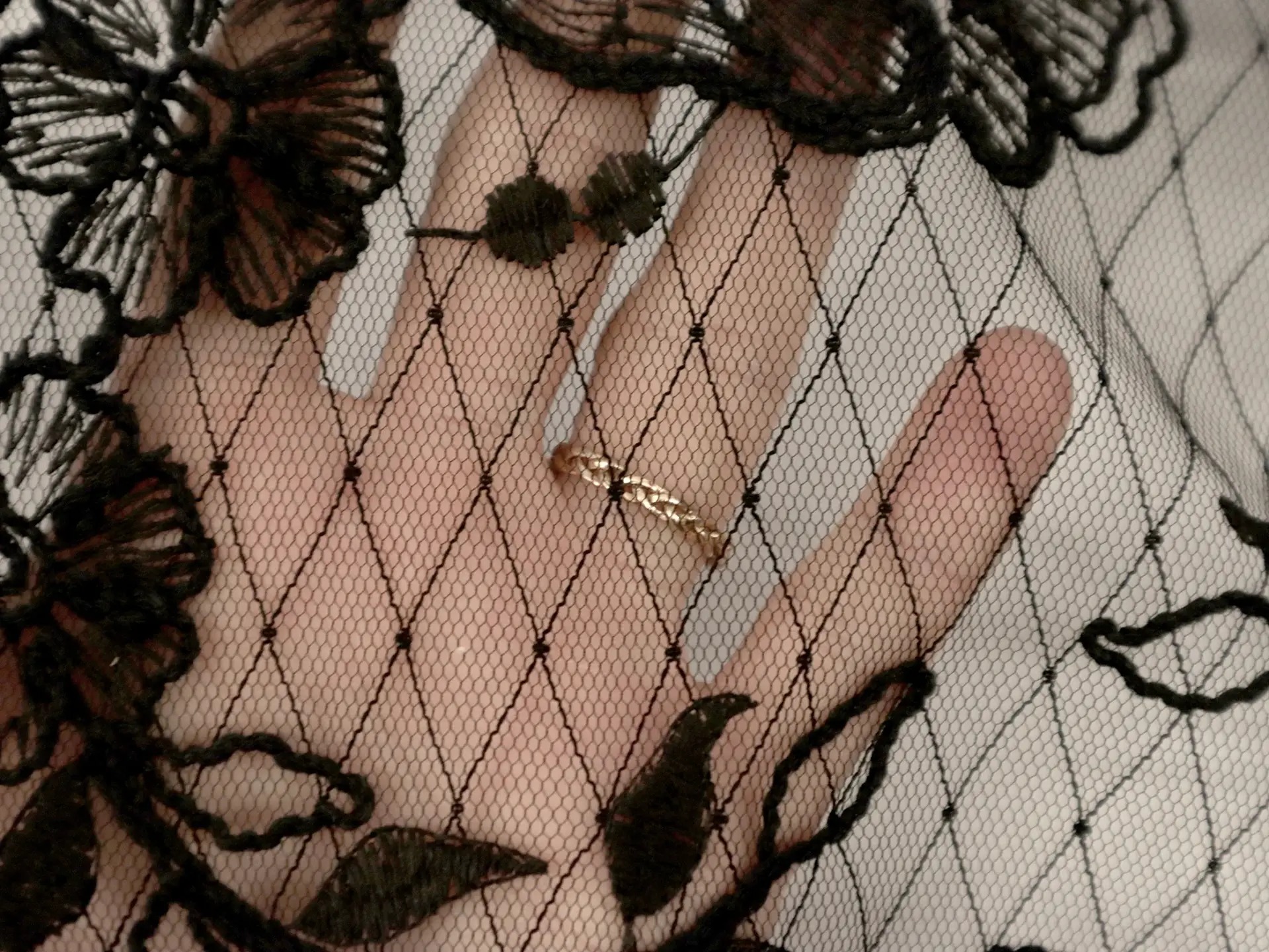 Embroidered Novelty Tulle with Floral Pattern in Black