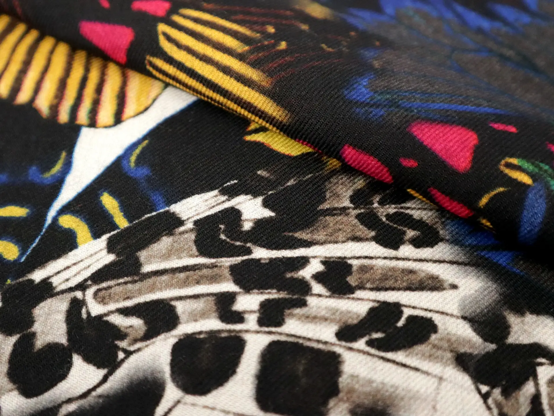Wool Challis With Animal Prints Collage