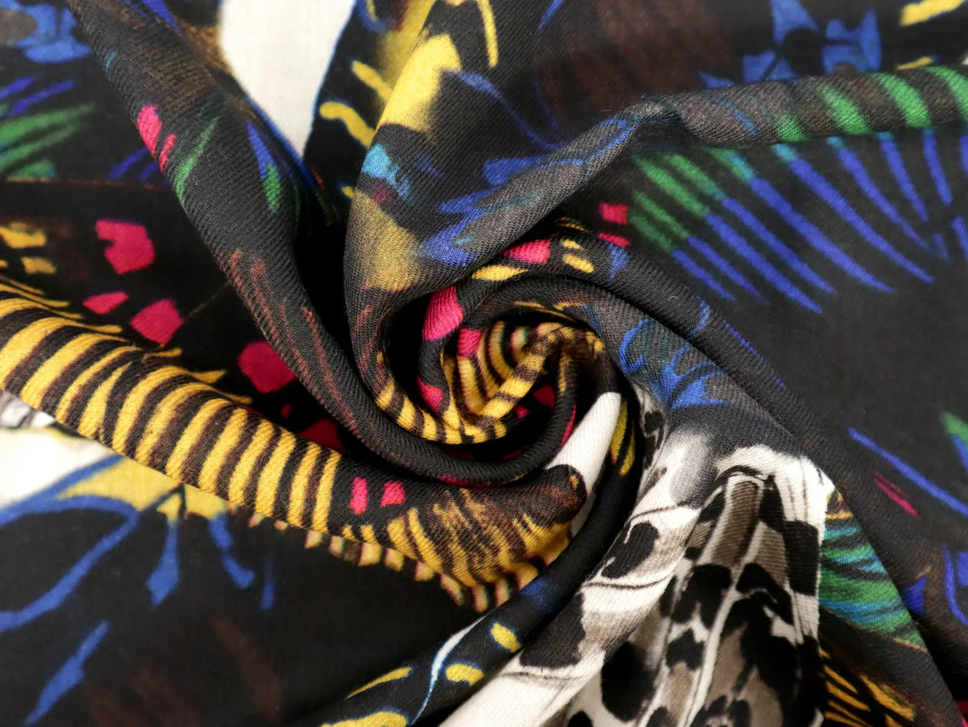 Wool Challis With Animal Prints Collage