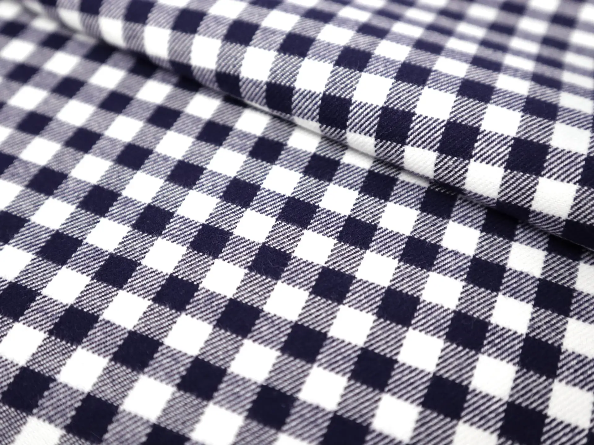 Cotton Flannel Check Shirting in Dark Navy