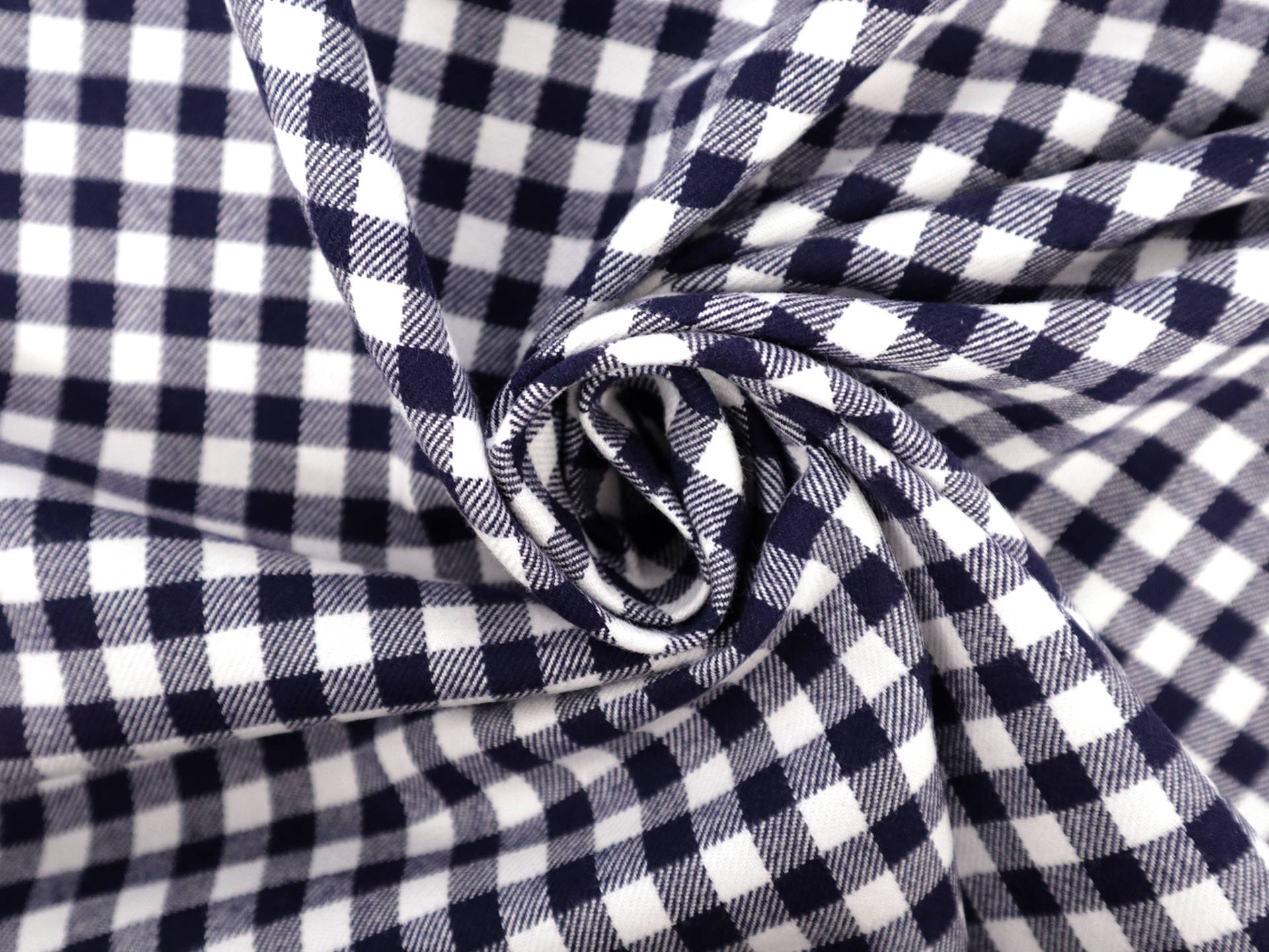 Cotton Flannel Check Shirting in Dark Navy