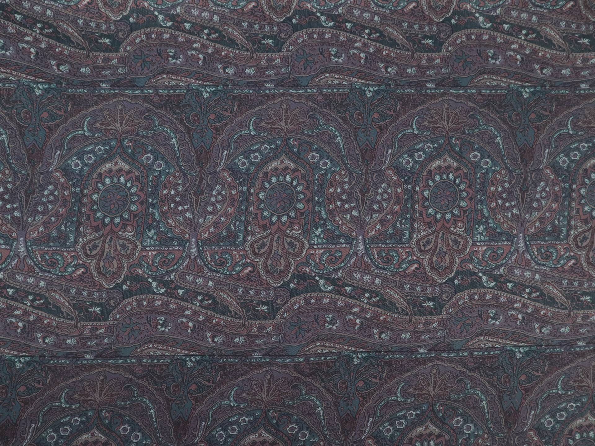 Italian Silk Twill Print in Mauve Teal