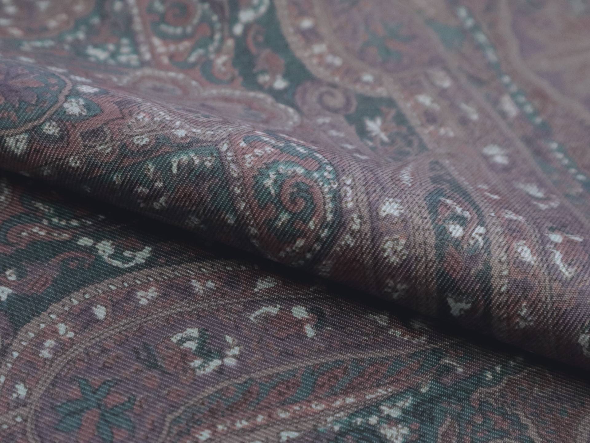 Italian Silk Twill Print in Mauve Teal