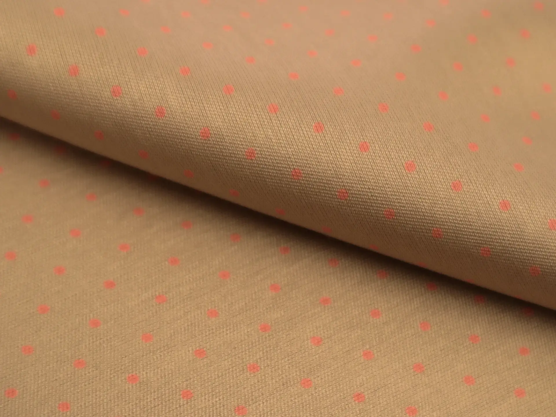 Silk and Wool Shantung with Polka Dots in Orange