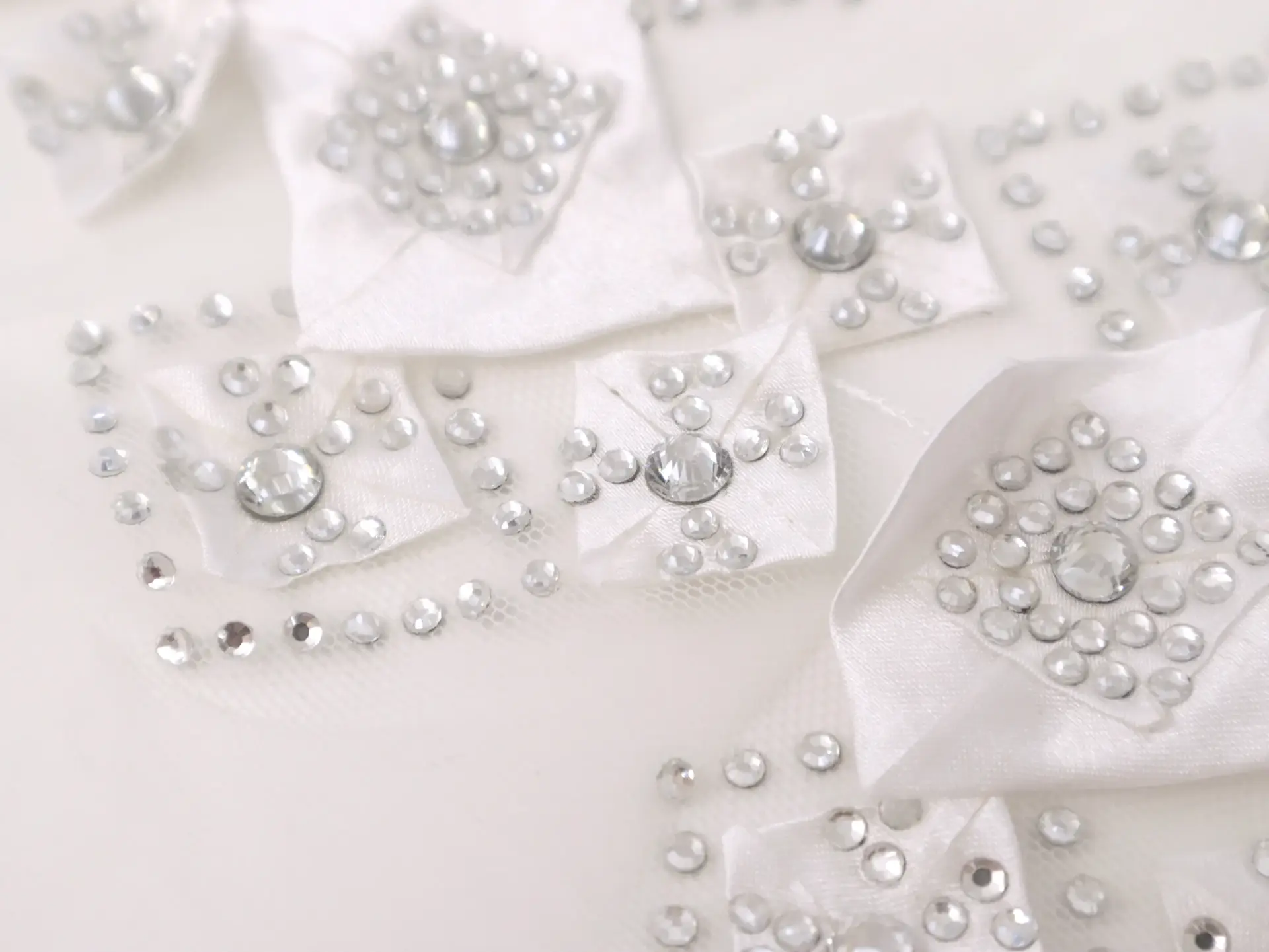 Beaded Embroidered Tulle with Bedazzled Squares