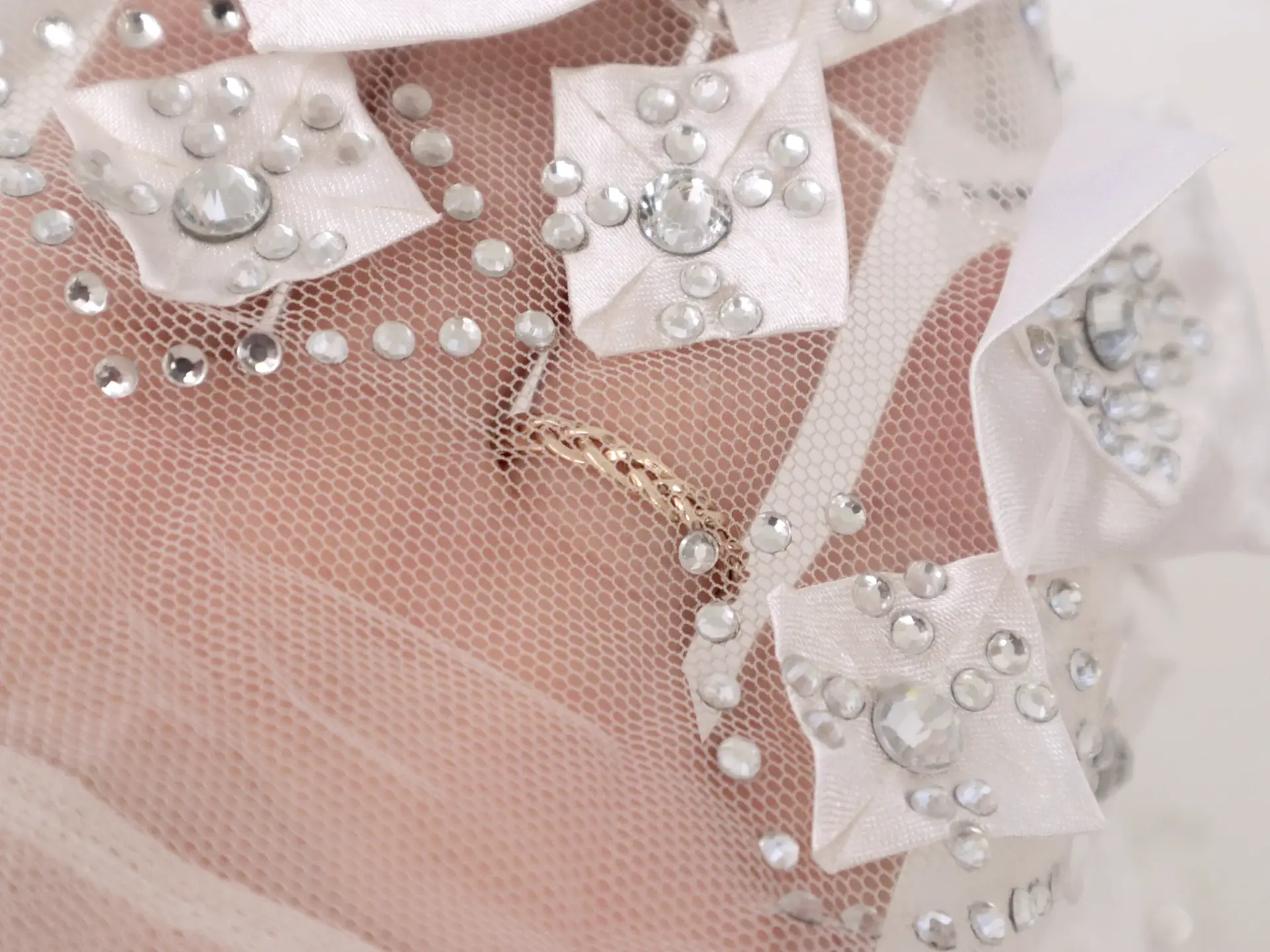 Beaded Embroidered Tulle with Bedazzled Squares