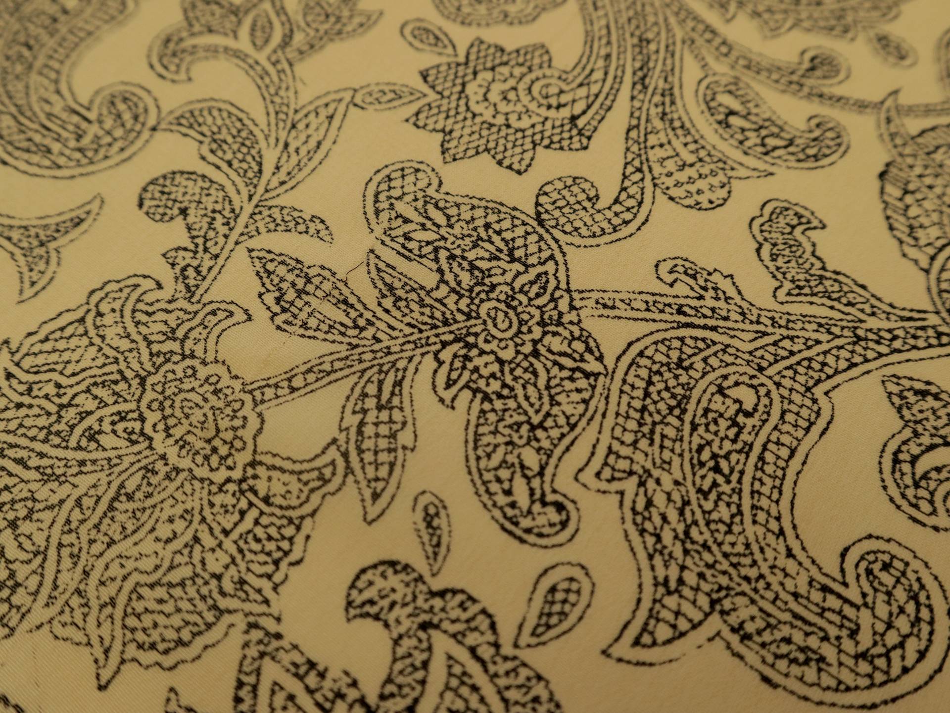 Printed Silk Chiffon with Illustrated Florals On Brown Background