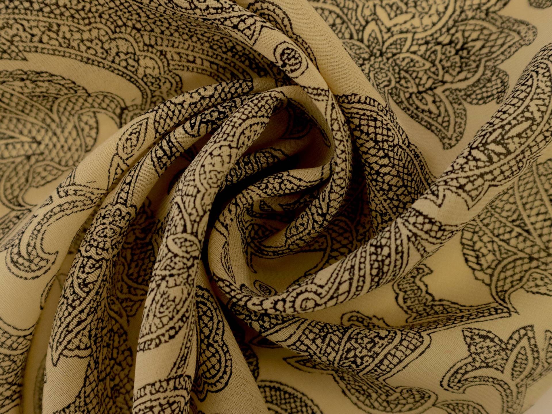 Printed Silk Chiffon with Illustrated Florals On Brown Background