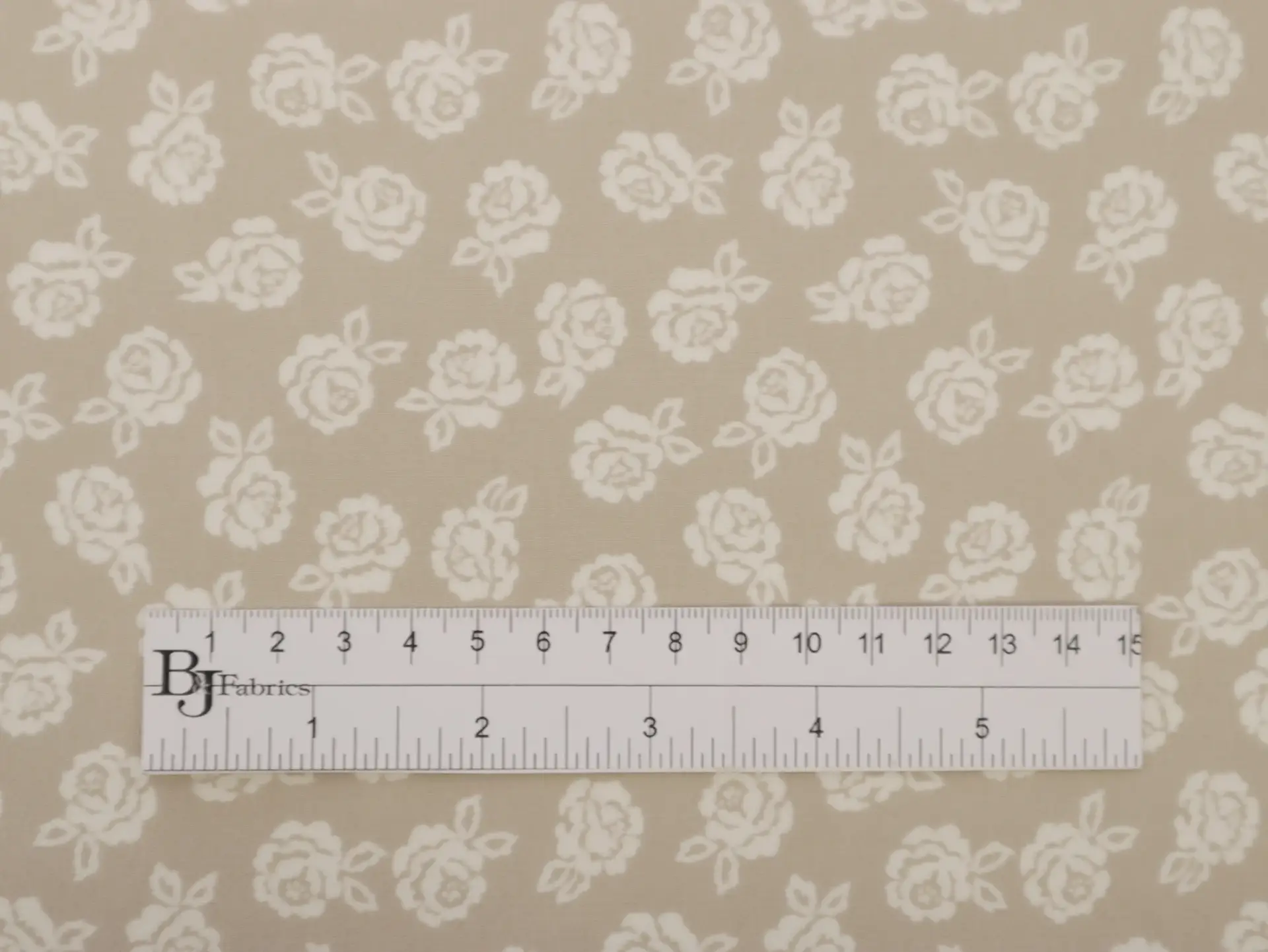 Printed Silk Chiffon with Roses White Floral On Chestnut Background
