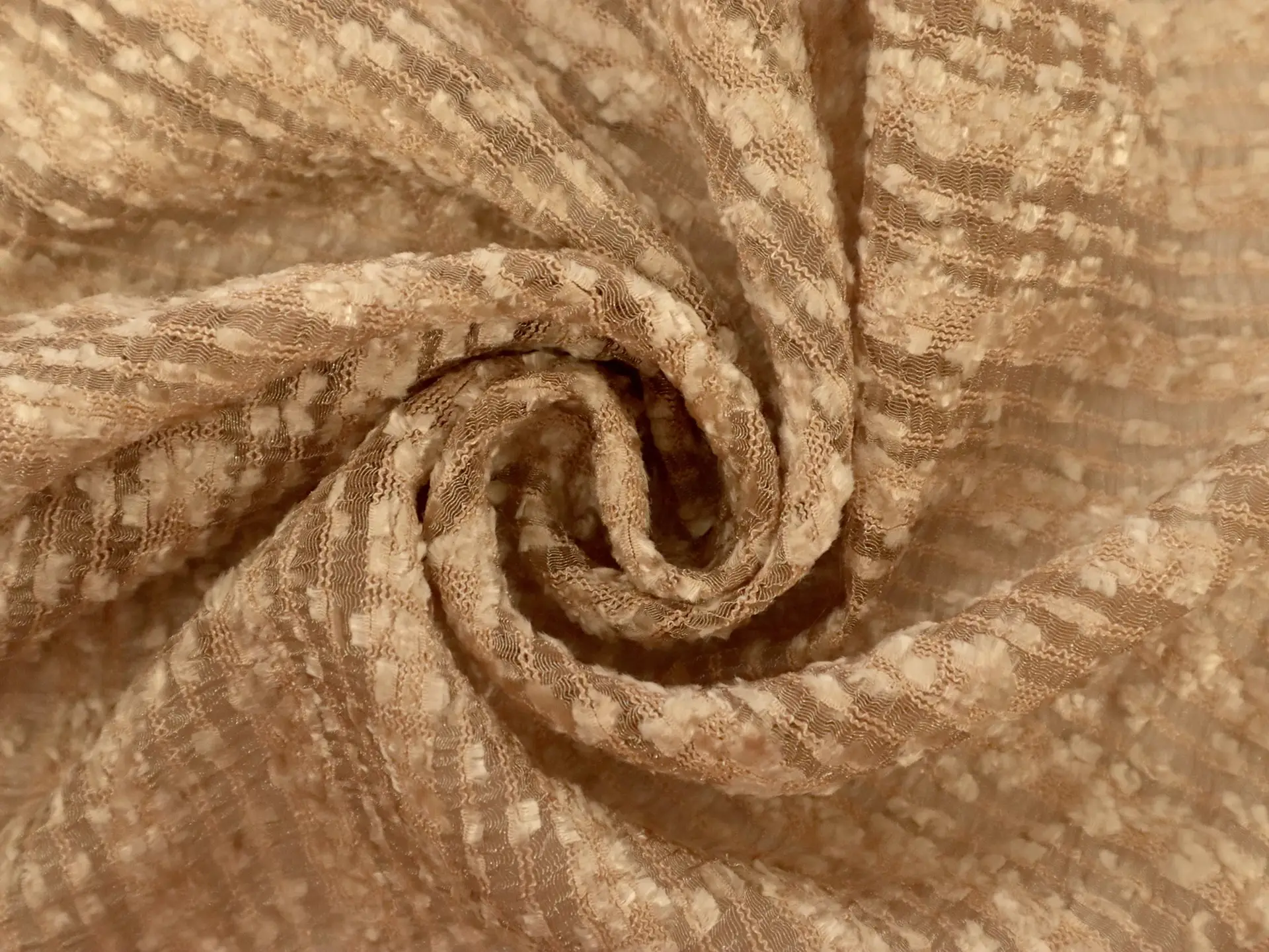 Novelty Textured Silk with Horizontal Stripe in Camel