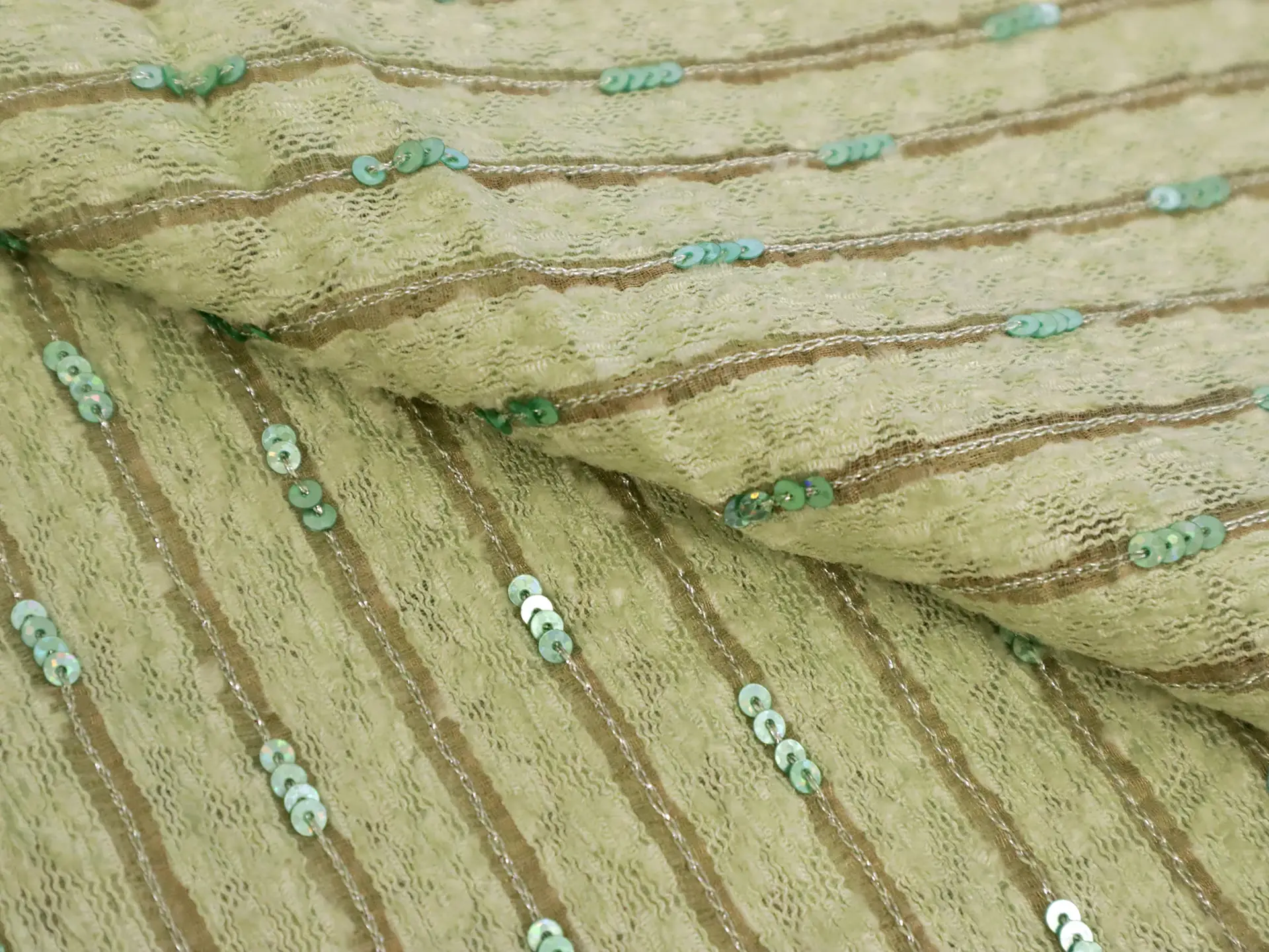 Sequined Silk and Rayon Chenille in Seafoam